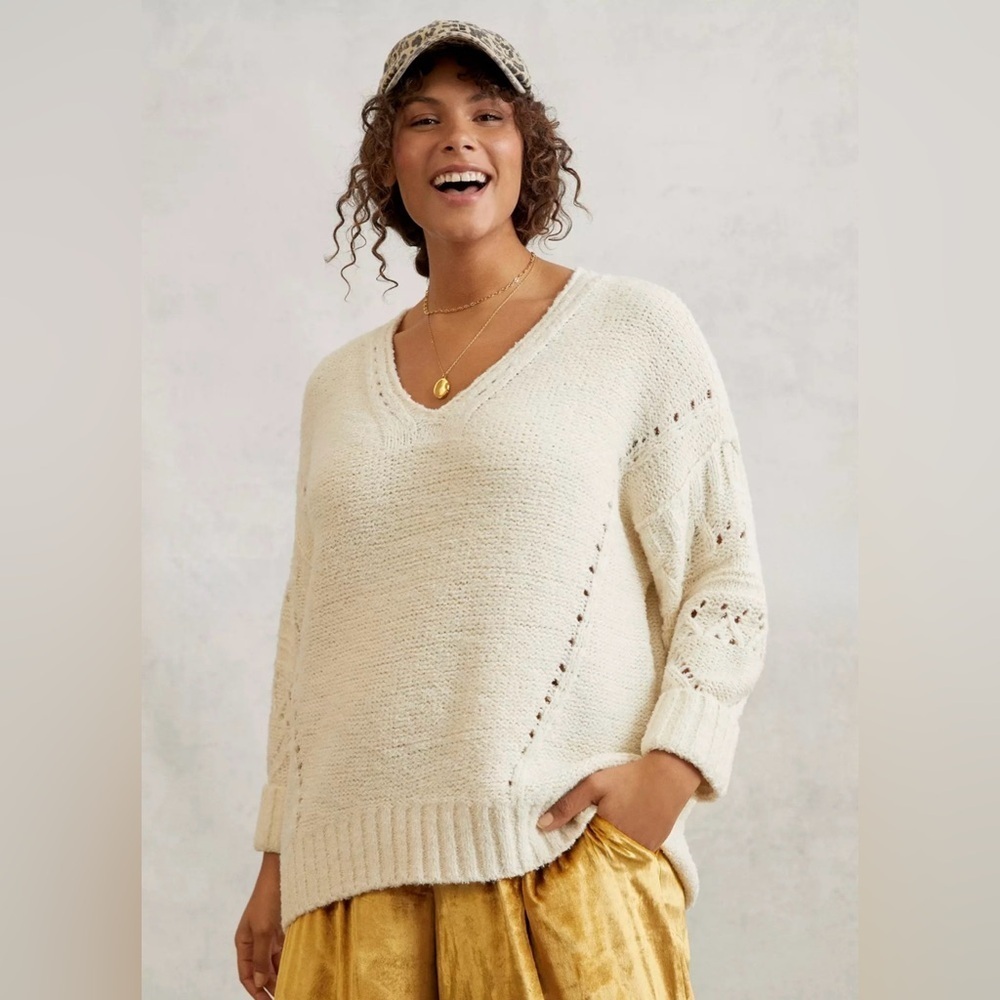 Women’s Anthropologie Pilcro Marla V-Neck Pullover Sweater Plus Size 1X - Picture 3 of 16